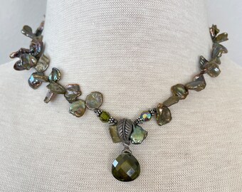 Sterling Abalone Bead Neckalce