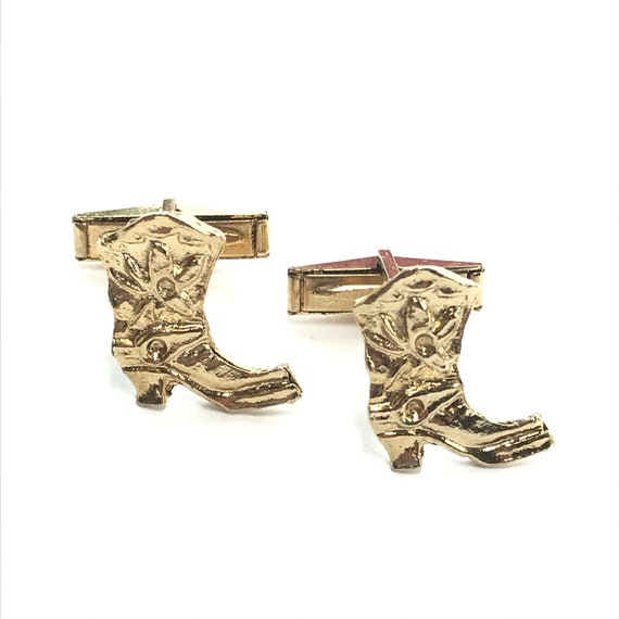 Gold CowBoy Boots Cufflinks - image 1