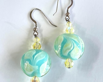 Pendientes de cristal con trabajo de lámpara