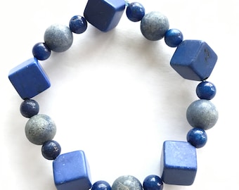 Lapis bracelet and earrings set