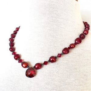Red Baroque pearl necklace