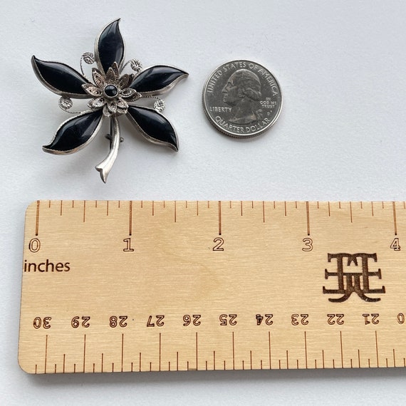 Antique black flower brooch - image 3