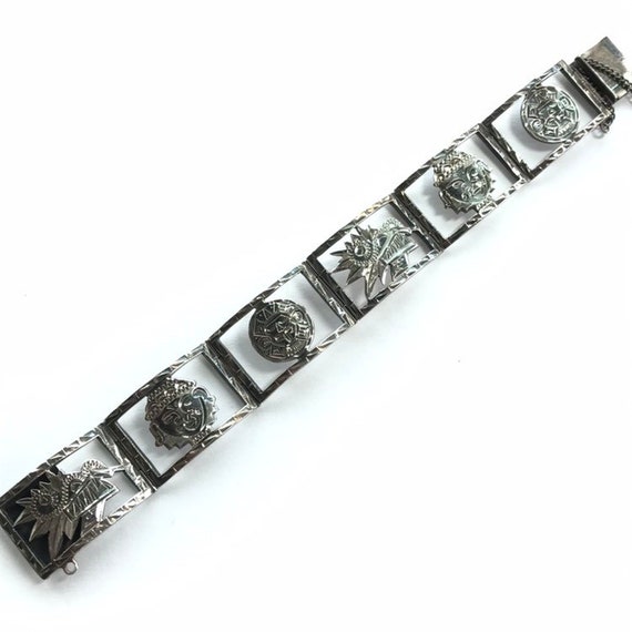 Vintage Sterling Sun God Warriors bracelet - image 3