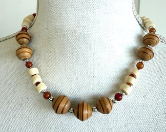 Vintage Wood Bead Belt Adjustable Natural Earthy Handmade  display picture 1