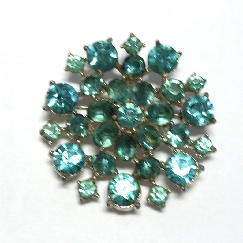 Vintage Aquamarine Rhinestone brooch