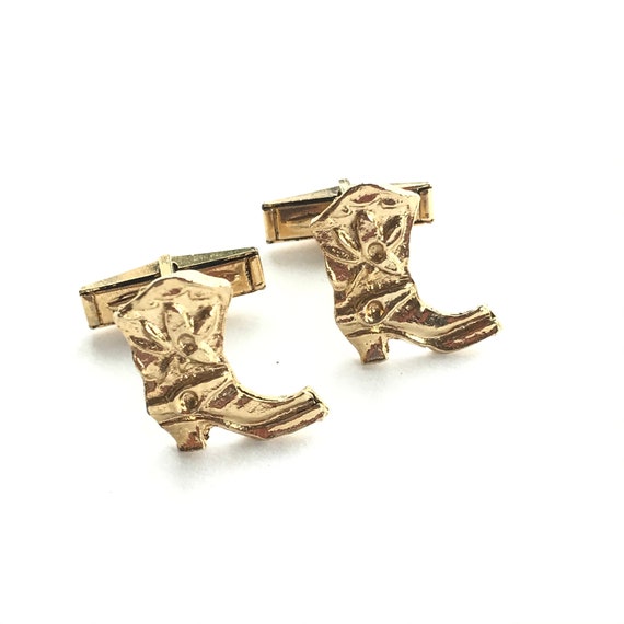 Gold CowBoy Boots Cufflinks - image 8