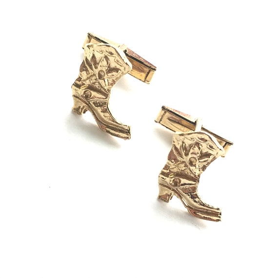 Gold CowBoy Boots Cufflinks - image 9