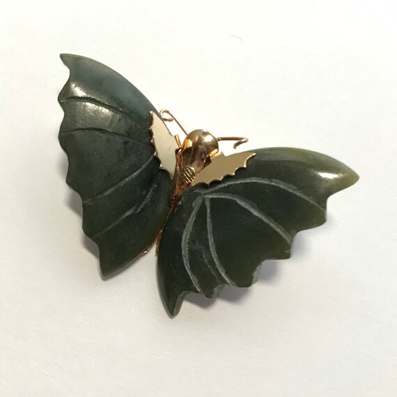 Chrysoprase butterfly brooch