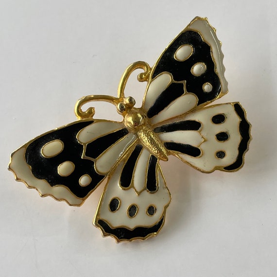 White and Black Butterfly Brooch