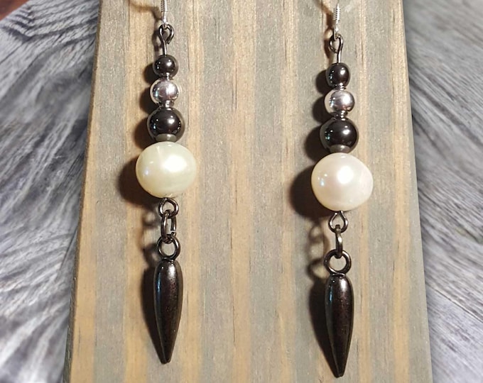 White Pearl Fight Night Earrings