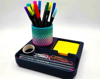 Desk Organizer for Pens & Post-It Notes (Northern Lights)