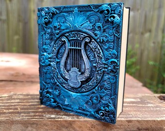 Bard Ancient Tome Book Box (Hand Painted Blue & Silver)