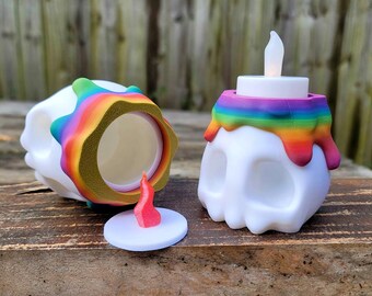 Rainbow Skull Candle/Jar