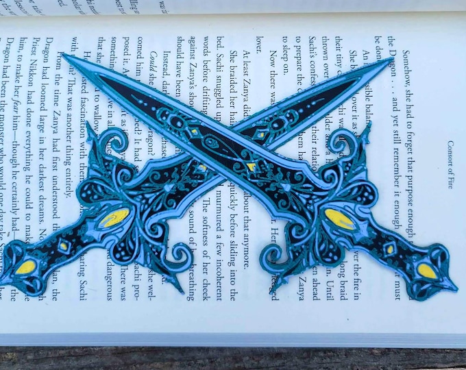 Fantasy Dagger Bookmark (Teal & Gold