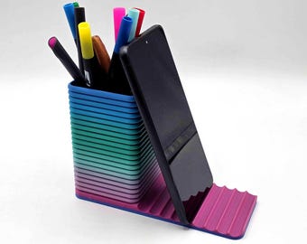 Pen Cup & Phone Stand (Northern Lights)