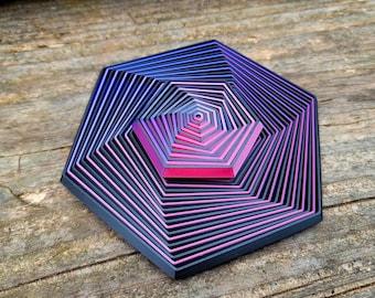 Hex Fidget Toy - Reversible Black/Frosted Berry