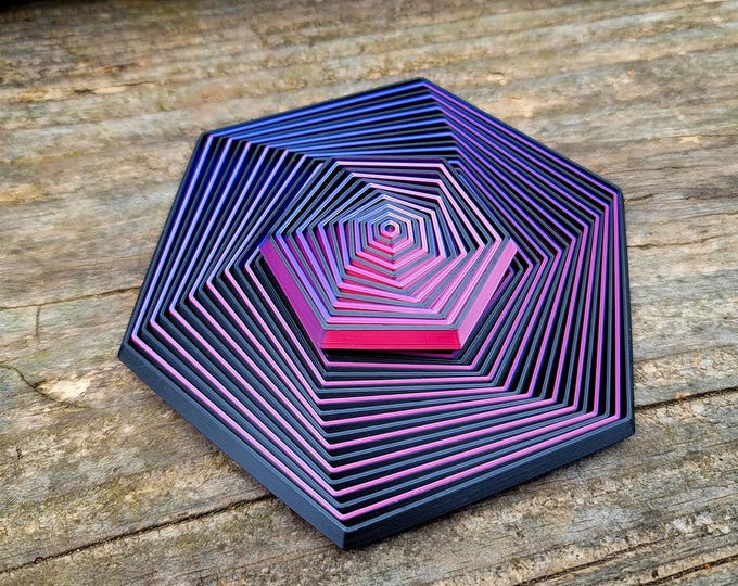 Hex Fidget Toy - Reversible Black/Frosted Berry