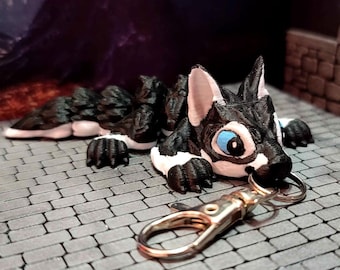 Wolf (Black/White, Keychain)