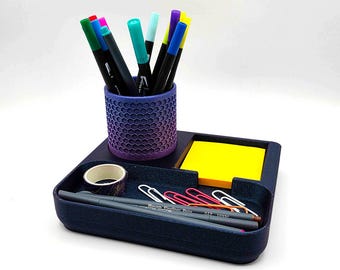 Desk Organizer for Pens & Post-It Notes (Lilac Sparkle)