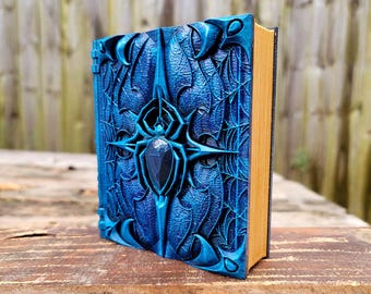 The Weaver Ancient Tome Book Box (Hand Painted Blue with Gold Pages)