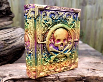 Pirate King Ancient Tome Book Box (Hand Painted Rainbow Gold)