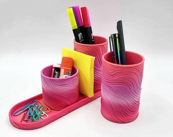 Desk & Pen 3 Cup Organizer Set (Pink Gradient)