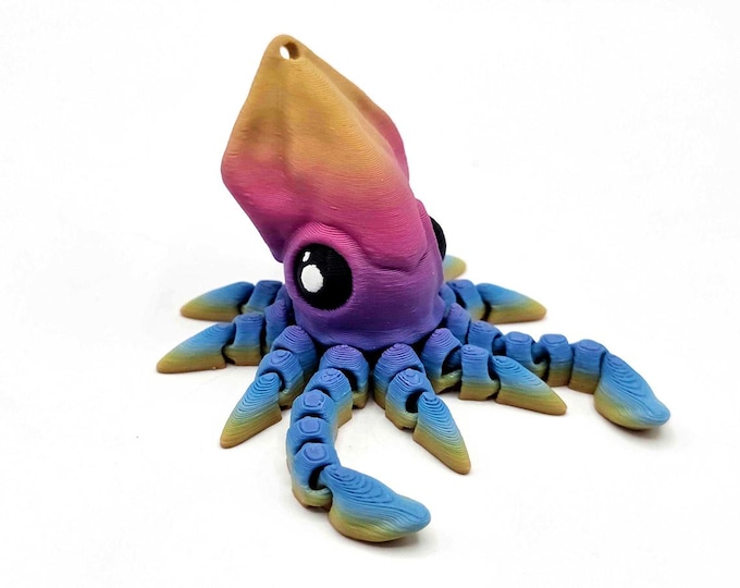 Tiny Squid Keychain (Vibrant Coral)