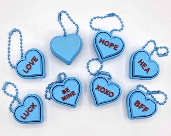 Blue Candy Heart Fidget Clicker Keychains