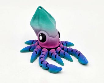 Tiny Squid Keychain (Northern Lights)