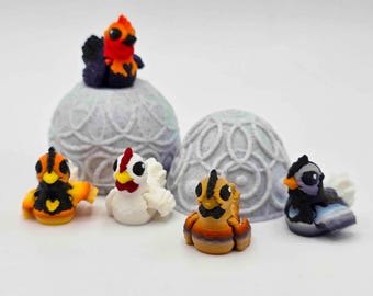 Tiny Chicken Army (Five Chickens in a Custom Speckled Egg)