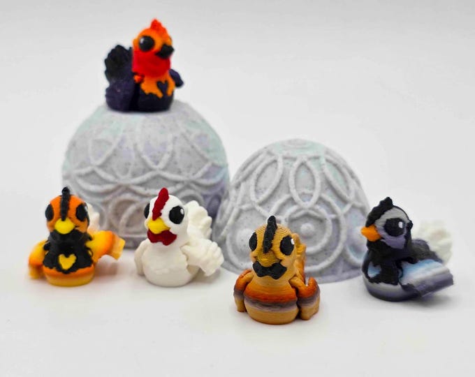 Tiny Chicken Army (Five Chickens in a Custom Speckled Egg)