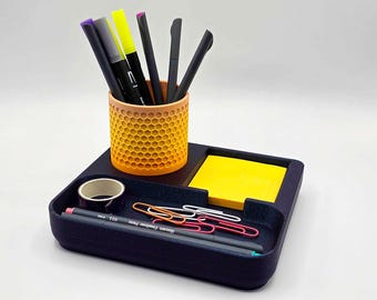 Desk Organizer for Pens & Post-It Notes (Falling Leaves)