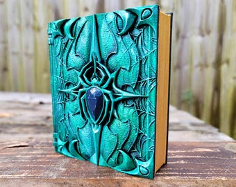 The Weaver Ancient Tome Book Box (Hand Painted Green with Gold Pages)