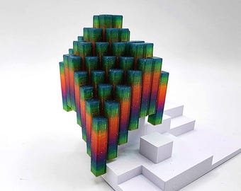 Small Flexi Cube Fidget Toy (Rainbow Glitter)