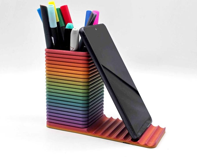 Pen Cup & Phone Stand (Rainbow)