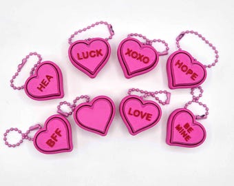 Pink Candy Heart Fidget Clicker Keychains