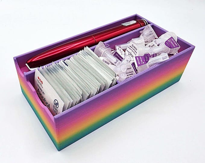 Single Pen + Needle & Alcohol Swab Organizer (Matte Rainbow)