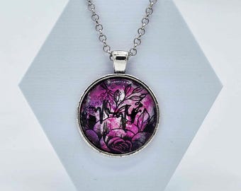 Shattered Stained Glass Pendants (Pink, 18" & 24" Chains)