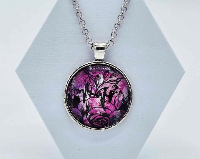Shattered Stained Glass Pendants (Pink, 18" & 24" Chains)