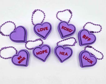 Purple Candy Heart Fidget Clicker Keychains