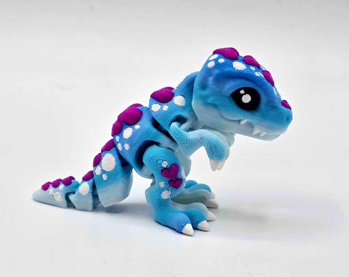 Featured listing image: Heart T-Rex Desk Friend (Blue, White & Pink)