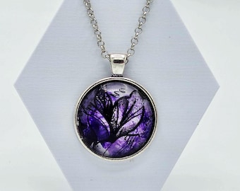 Shattered Stained Glass Pendants (Purple, 18" & 24" Chains)