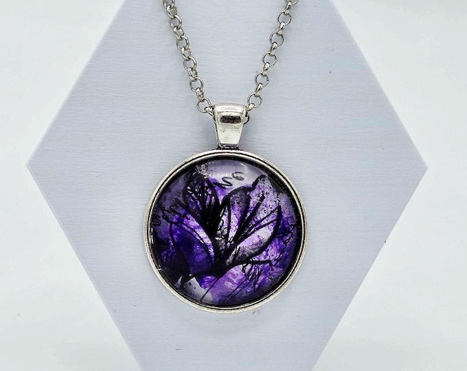 Shattered Stained Glass Pendants (Purple, 18" & 24" Chains)