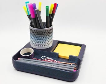 Desk Organizer for Pens & Post-It Notes (Stone Gray)