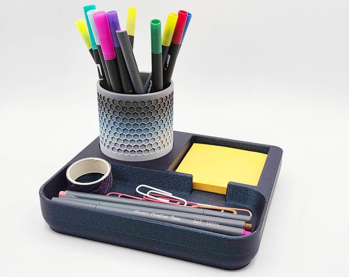 Desk Organizer for Pens & Post-It Notes (Stone Gray)