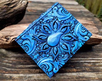 Water Elemental Ancient Tome Book Box (Hand Painted Blues)