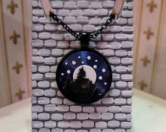 Blue/Purple Night Sky Pendant (18" & 24" black chains)
