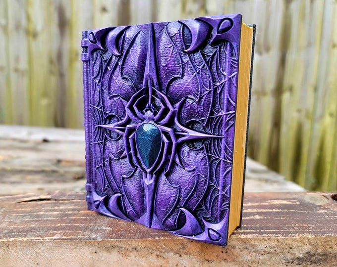 The Weaver Ancient Tome Book Box (Hand Painted Purple with Gold Pages)