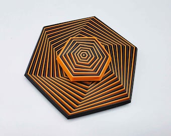 Hex Fidget Toy - Black & Orange