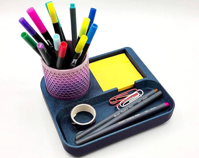 Desk Organizer for Pens & Post-It Notes (Purple Gradient)